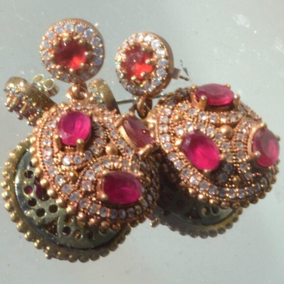 handmade Jewelry - Genuine Ruby Sapphire Sterling Silver Earrings 925